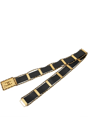 CHANEL Pre-Owned 1980-1990 CC Lambskin Woven Chain belt - Black
