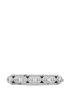 LB Exclusive diamond and onyx brooch - Silver