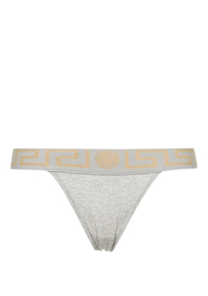 Versace Greca-waistband jersey thong - Grey