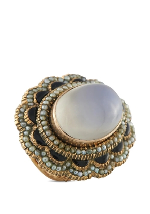 LB Exclusive moonstone onyx pearl ring - Gold