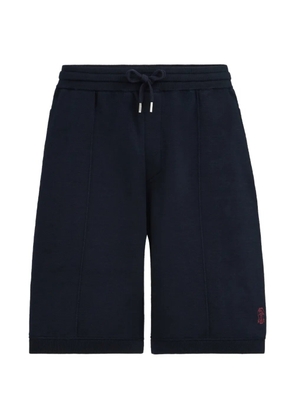 Brunello Cucinelli cotton and silk french-terry double-knit bermuda shorts with logo - Blue