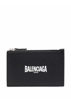 Balenciaga logo-print leather cardholder wallet - Black