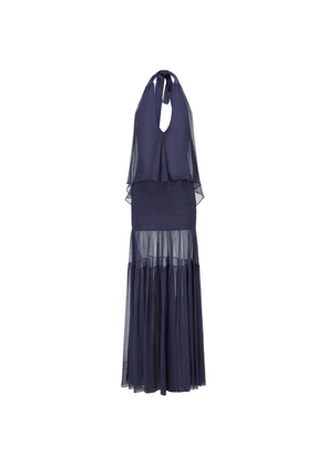 OUDE WAAG shirred tiered silk maxi dress - Blue
