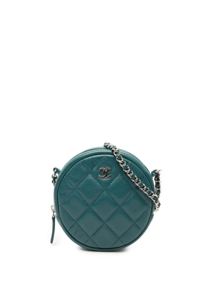 CHANEL Pre-Owned 2018-2019 CC Quilted Caviar Round Clutch With Chain crossbody bag - Blue
