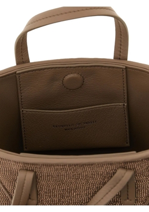 Brunello Cucinelli BC Duo Precious panel leather tote bag - Brown