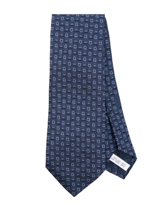 Ferragamo logo-embroidered silk tie - Blue