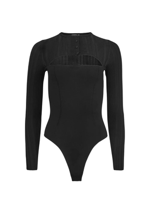 Fleur Du Mal ribbed button bodysuit - Black
