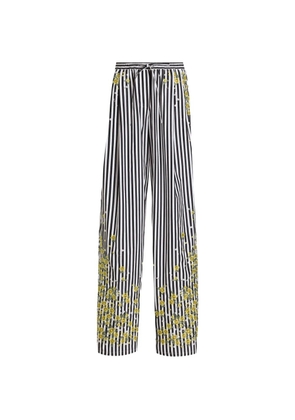 Dolce & Gabbana poplin trousers with flower embroidery - Black