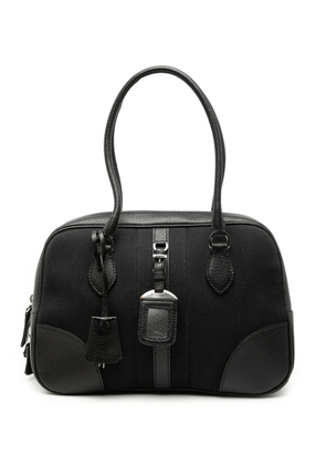 Prada Pre-Owned 2000-2012 Cinghiale Trimmed Canvas Bauletto Bag handbag - Black