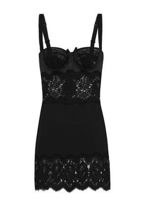Dolce & Gabbana lace-trimmed slip midi dress - Black