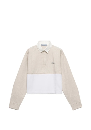 Prada chambray and jersey polo shirt - Neutrals
