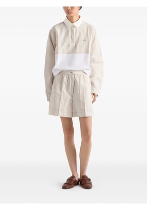 Prada chambray and jersey polo shirt - Neutrals