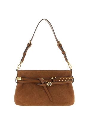 PINKO studded-belt suede shoulder bag - Brown