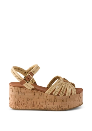 Prada crochet platform sandals - Neutrals