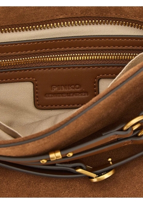 PINKO studded-belt suede shoulder bag - Brown