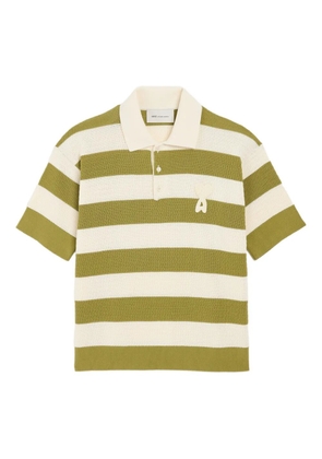 AMI Paris striped logo polo shirt - Green