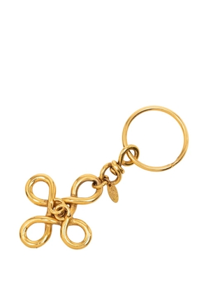 CHANEL Pre-Owned 1993 Gold Plated CC Clover Cross Keychain key holder