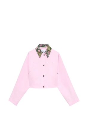 MSGM floral-collar cropped jacket - Pink