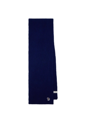 Paul Smith Zebra-patch ribbed scarf - Blue