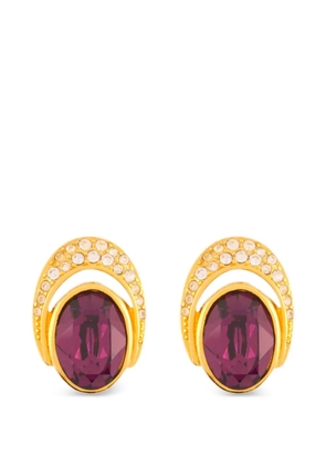 Christian Dior Pre-Owned 1980s oval swarovski and amethyst earrings - Gold