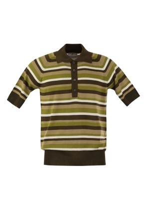 PT Torino striped ribbed polo shirt - Green