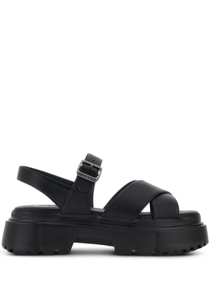 Hogan crossover-straps flat sandals - Black