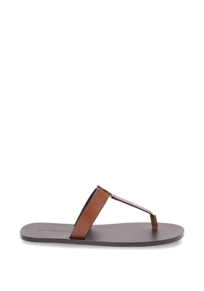 Saint Laurent Babylone logo leather sandals - Brown