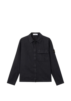 Stone Island logo-patch flap-pocket zipped overshirt - Black