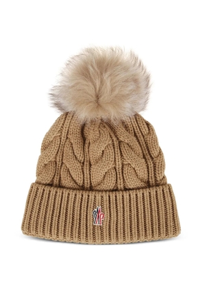 Moncler Grenoble cable-knit pompom beanie hat - Neutrals
