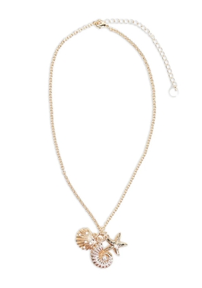 Self-Portrait multi-charm shell necklaces - Gold