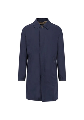 Corneliani button leather trim coat - Blue