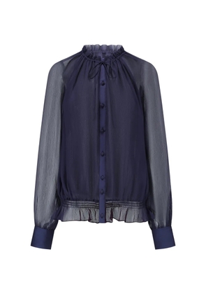 OUDE WAAG ruffled silk shirt - Blue