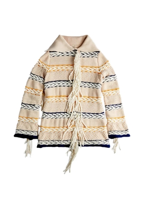 Tod's striped fringed cardigan - Neutrals