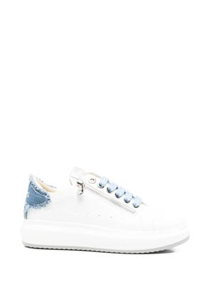 KEYS frayed leather sneakers - White