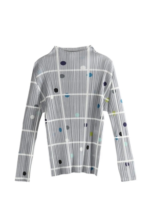 Pleats Please Issey Miyake pleated checked top - Grey