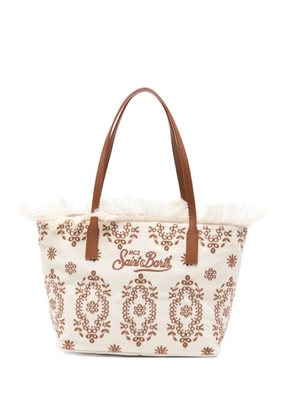 MC2 Saint Barth floral-embroidered fringed-detail tote bag - Neutrals