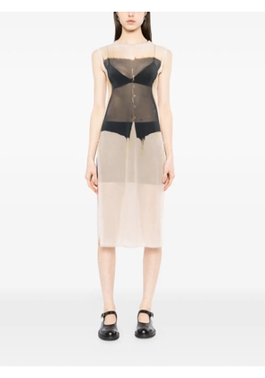 IA LONDON graphic-print sheer dress - Neutrals