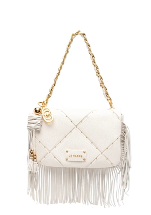 La Carrie medium Isabel fringed leather shoulder bag - Neutrals