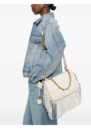 La Carrie medium Isabel fringed leather shoulder bag - Neutrals