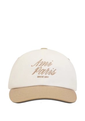 AMI Paris logo-embroidered cap - Neutrals