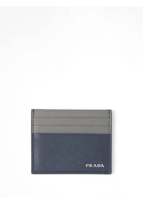 Prada logo-plaque leather cardholder - Blue