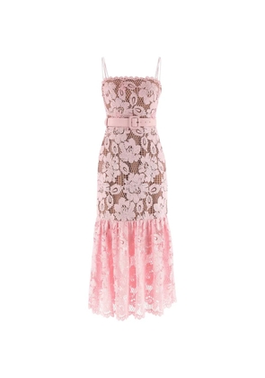 Self-Portrait crochet-lace midi dress - Pink
