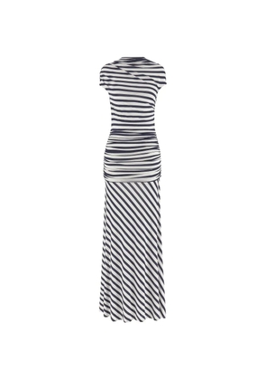 Self-Portrait striped draped maxi dress - White