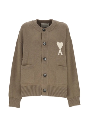 AMI Paris heart-motif pocket cardigan - Neutrals