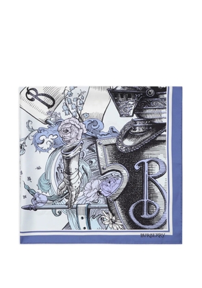Burberry Etched Knight silk scarf - White