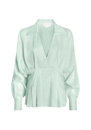 Genny V-neck pleated blouse - Green