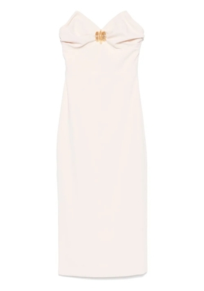 Elisabetta Franchi macro-bow crepe midi dress - Neutrals