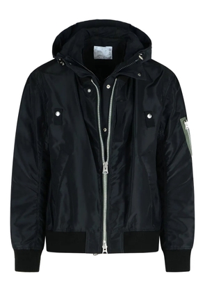 sacai zip-front hooded jacket - Black