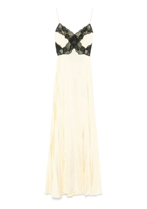 Self-Portrait satin lace maxi dress - Yellow