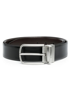 BOSS engraved-logo leather belt - Black